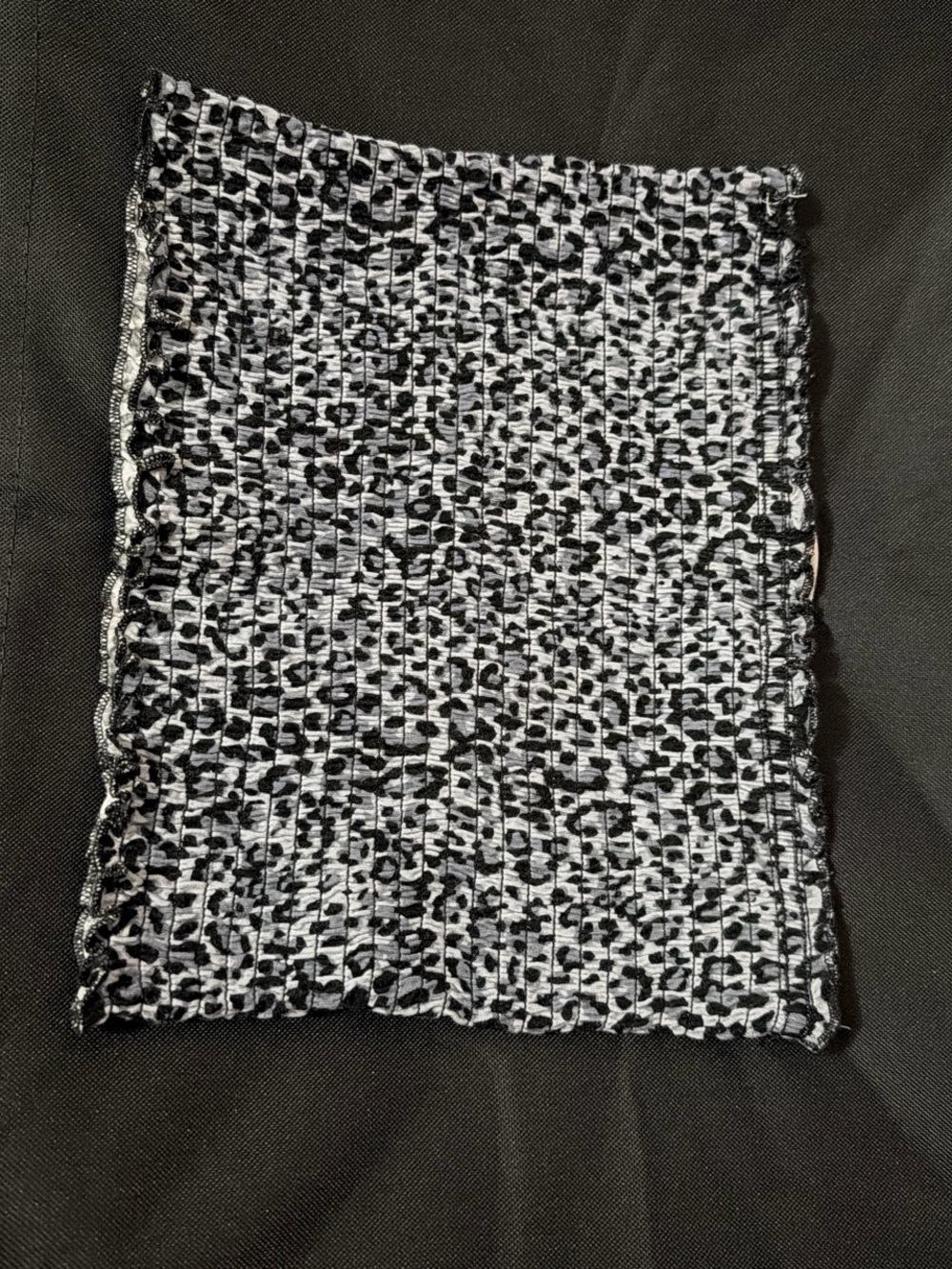 Zenana Outfitters Black & White Smocked Leopard Tube Top